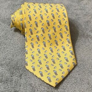 Vineyard‎ Vines Silk Necktie Yellow Blue Bird Spring Handmade USA 58 inches